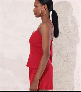 Bordo Viskon Pijama Takımı