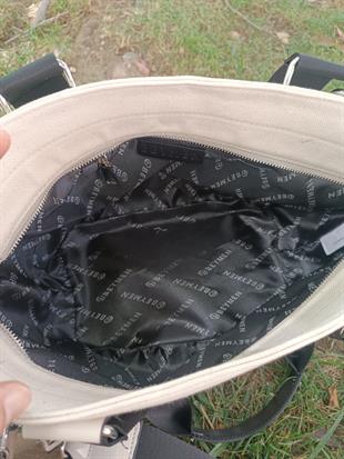 BYMN Siyah Nakışlı Bej Çanta