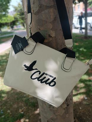 BYMN Siyah Nakışlı Bej Çanta