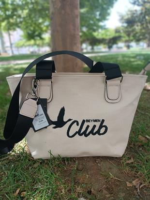 BYMN Siyah Nakışlı Bej Çanta