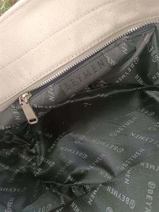 BYMN Siyah Nakışlı Bej Çanta