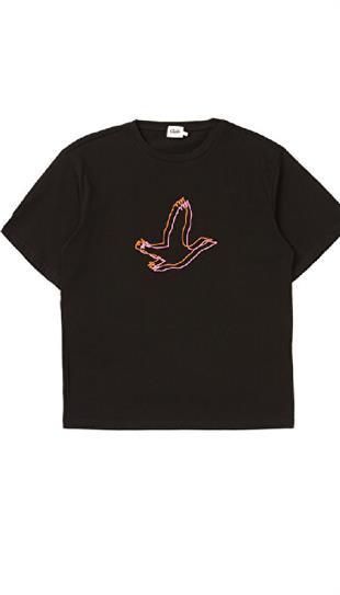 BYMN Turuncu Kuş Baskılı SiyahTişört