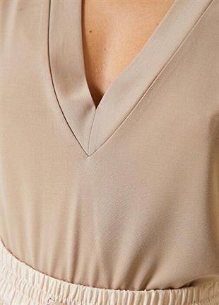 BYMN V yaka Kahverengi Tişört