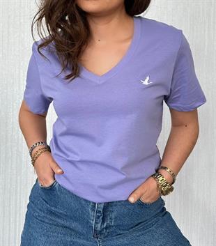 BYMN V Yaka Lila Tişört