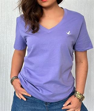 BYMN V Yaka Lila Tişört