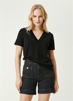 BYMN V yaka Siyah Tişört