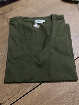 BYMN V yaka Yeşil Tişört