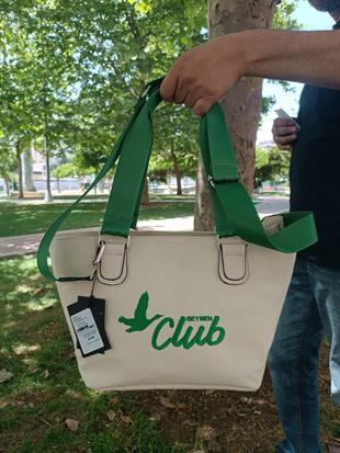 BYMN Yeşil Nakışlı Bej Çanta