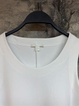 C.S Mavi Bisiklet Yaka Beyaz Elbise