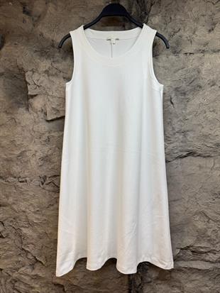 C.S Mavi Bisiklet Yaka Beyaz Elbise