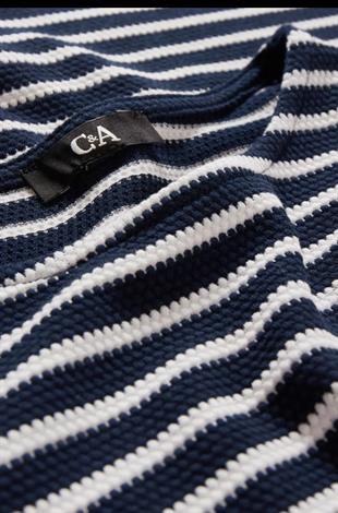C&A Lacivert Beyaz Çizgili Tişört 