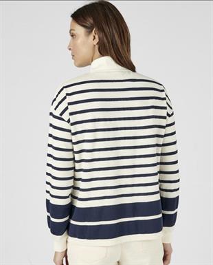 Damart Gold Düğmeli Çizgili Sweatshirt