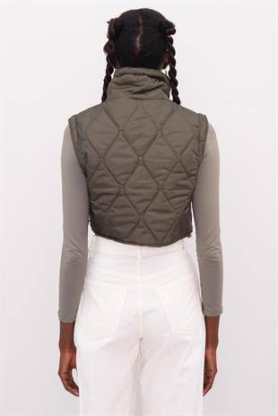 En Nayf Haki Crop Şişme Yelek