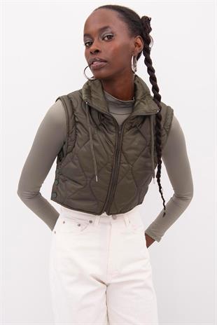 En Nayf Haki Crop Şişme Yelek