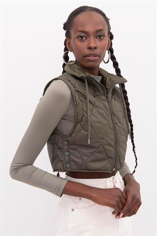 En Nayf Haki Crop Şişme Yelek