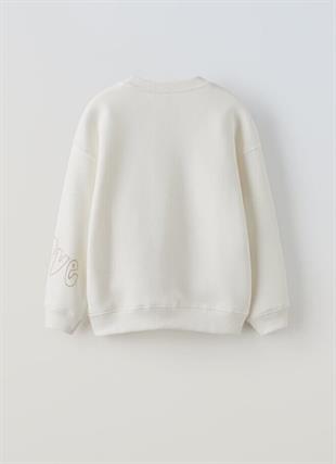 Gold Detaylı Beyaz Sweatshirt