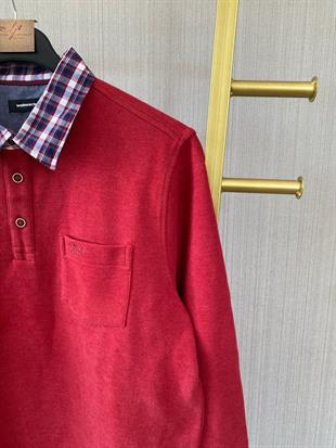 Gömlek Yaka Detaylı Bordo Sweatshirt