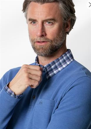 Gömlek Yaka Detaylı Mavi Sweatshirt