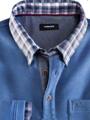 Gömlek Yaka Detaylı Mavi Sweatshirt