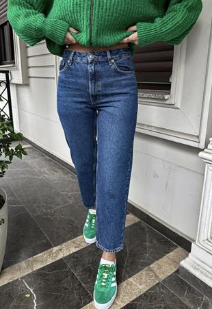 Koyu Mavi Mom Jean 