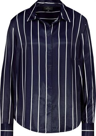 Lacivert Çizgili Viskon Gömlek