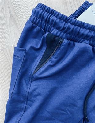 Mavi Renk Cep Fermuarlı şort