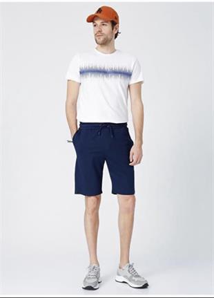 Mavi Renk Cep Fermuarlı şort