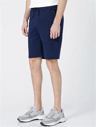 Mavi Renk Cep Fermuarlı şort