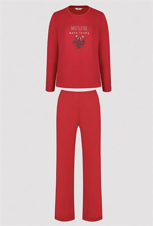 Mıstletoe Kırmızı Pijama Takımı