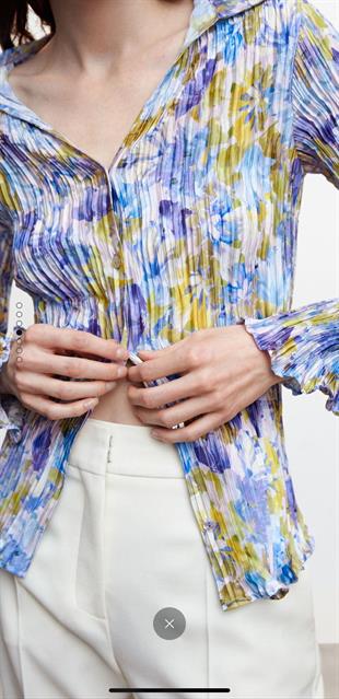 MNG Batik Desenli Büzgülü Gömlek