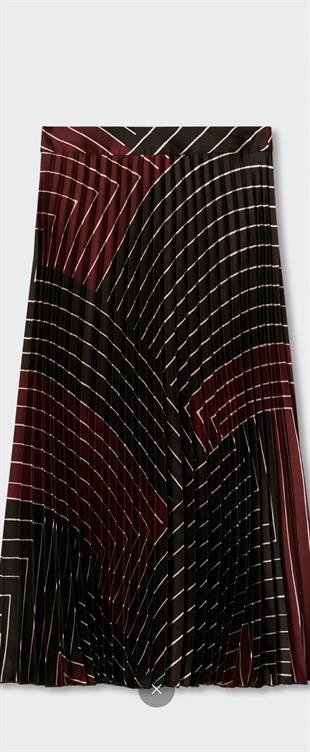 MNG Geometrik Desenli siyah Bordo Etek