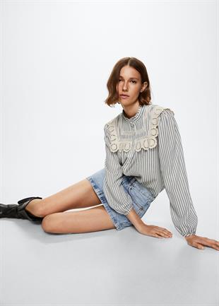 MNG Hakim Yaka Dantel Detaylı Gömlek