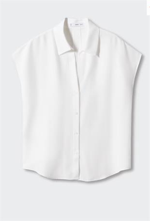 MNG Düşük Omuz Lyocel Beyaz Gömlek