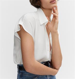 MNG Düşük Omuz Lyocel Beyaz Gömlek