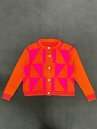 MNG Model Taş Düğmeli Turuncu Hırka