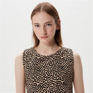 Nautica Desenli Keten Elbise