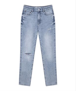 Normal Bel  Yırtık Detaylı Jean