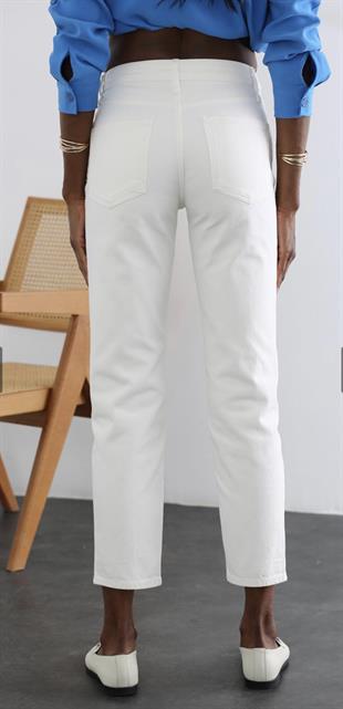 Orjinal Marka Beyaz Mom Jean