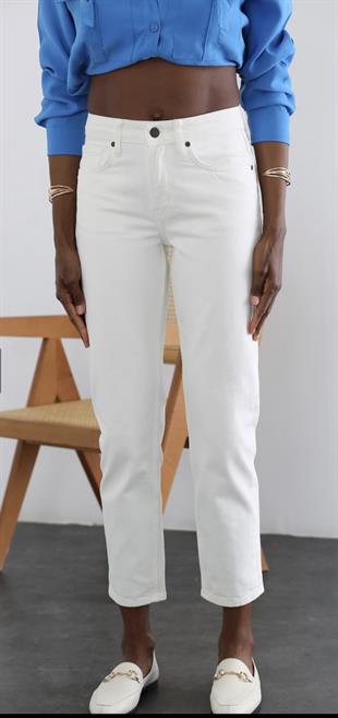 Orjinal Marka Beyaz Mom Jean