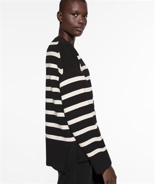 Oversize Sİyah Çizgili Kazak