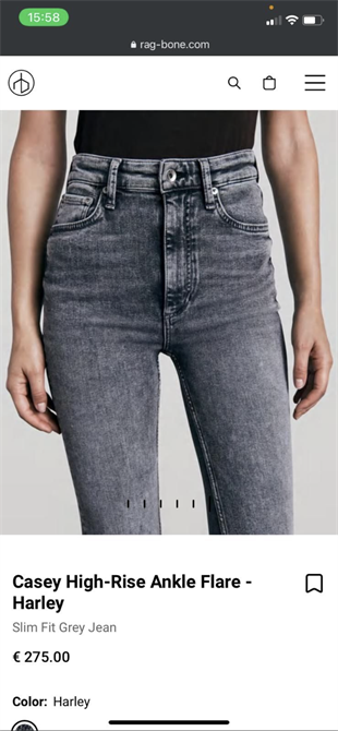 Rag Bone Yüksek Bel Gri Flare Jean