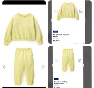 Orjinal  Marka Sarı Eşofman Üstü