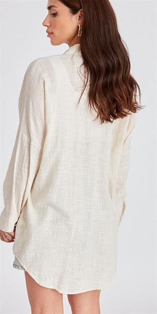 Taş İşleme Detaylı Oversize Gömlek