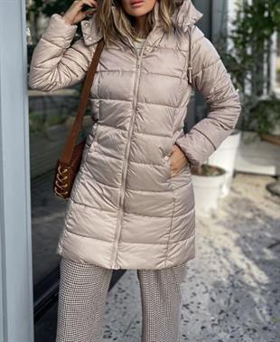 Urban Bej Kapuşonlu Mont