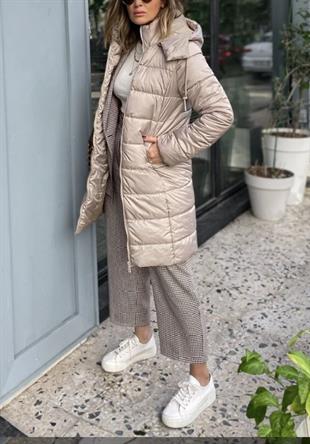 Urban Bej Kapuşonlu Mont