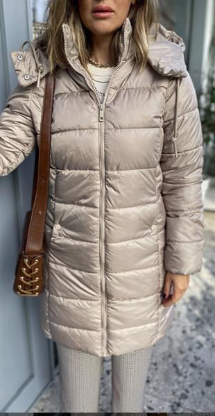 Urban Bej Kapuşonlu Mont