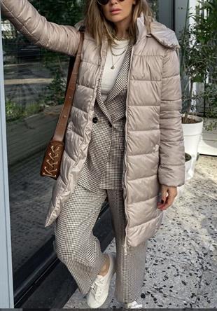 Urban Bej Kapuşonlu Mont