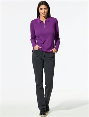 Walbusch Mor Fermuarlı Sweatshirt