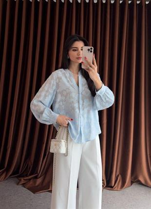 ZR Ajurlu Mavi Gömlek