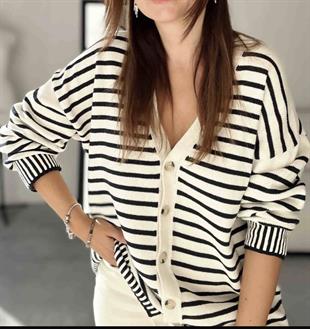 ZR Çizgili Oversize Hırka